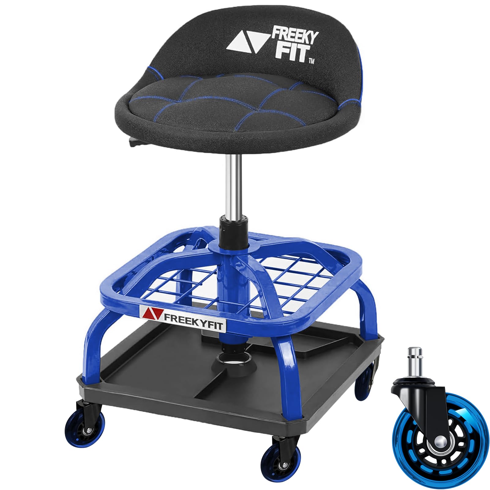 Amazon.com: FreekyFit Rolling Stool with Blue Wheels,Heavy Duty
